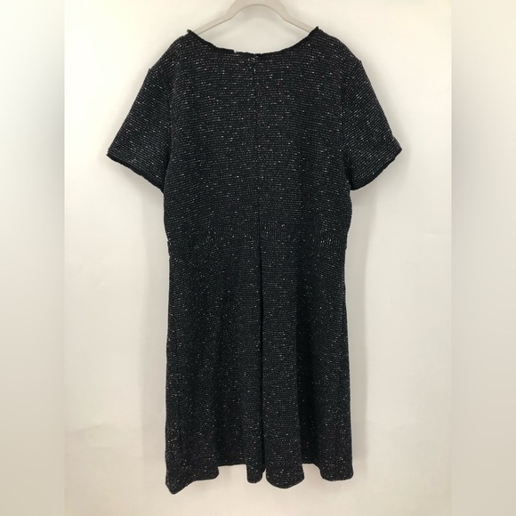 NWT Loft Plus 16 tweed fit and flare dress black white size zipper 0941 - Picture 3 of 14